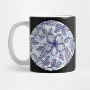 Indigo Summer - a hand drawn floral pattern Mug